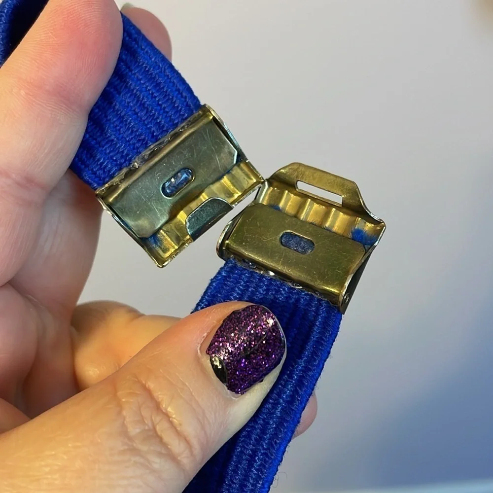 Talbots Vintage Braided Rope Fabric Blue Teal Purple Pink Stretch belt OS